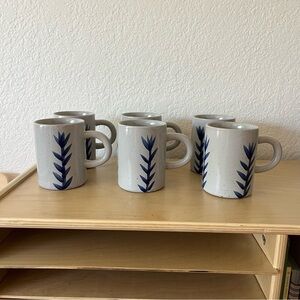 6 Creative Co-Op Bloomingville Hand Painted Stoneware Mug with Flower Design